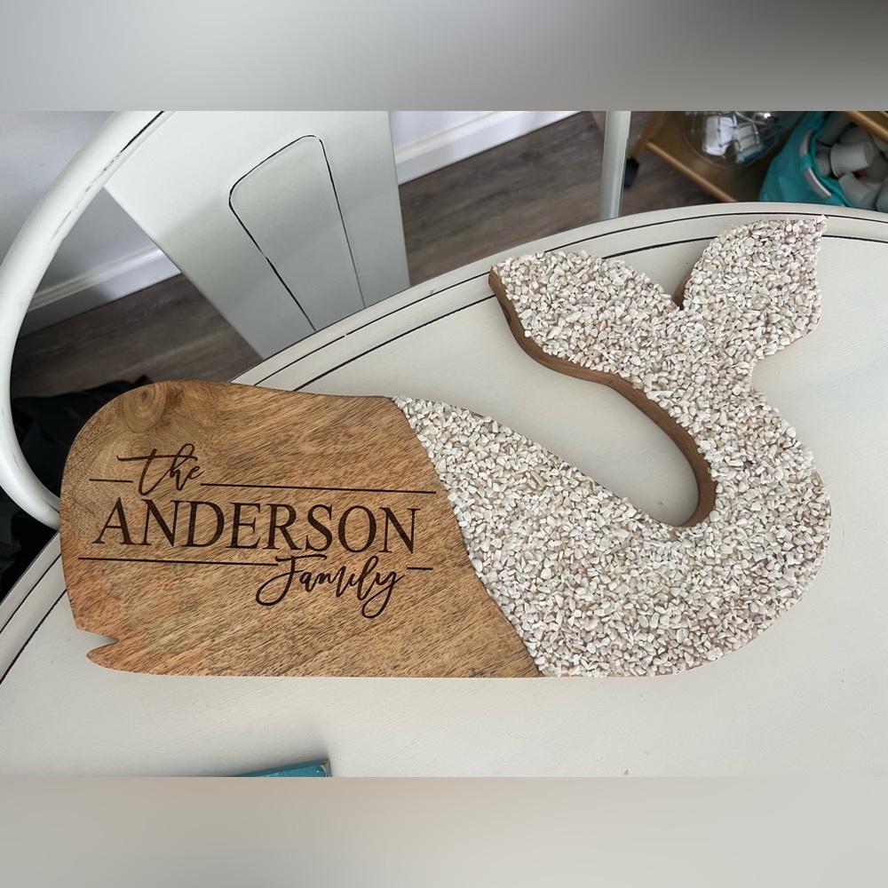 Wooden Whale Family Sign